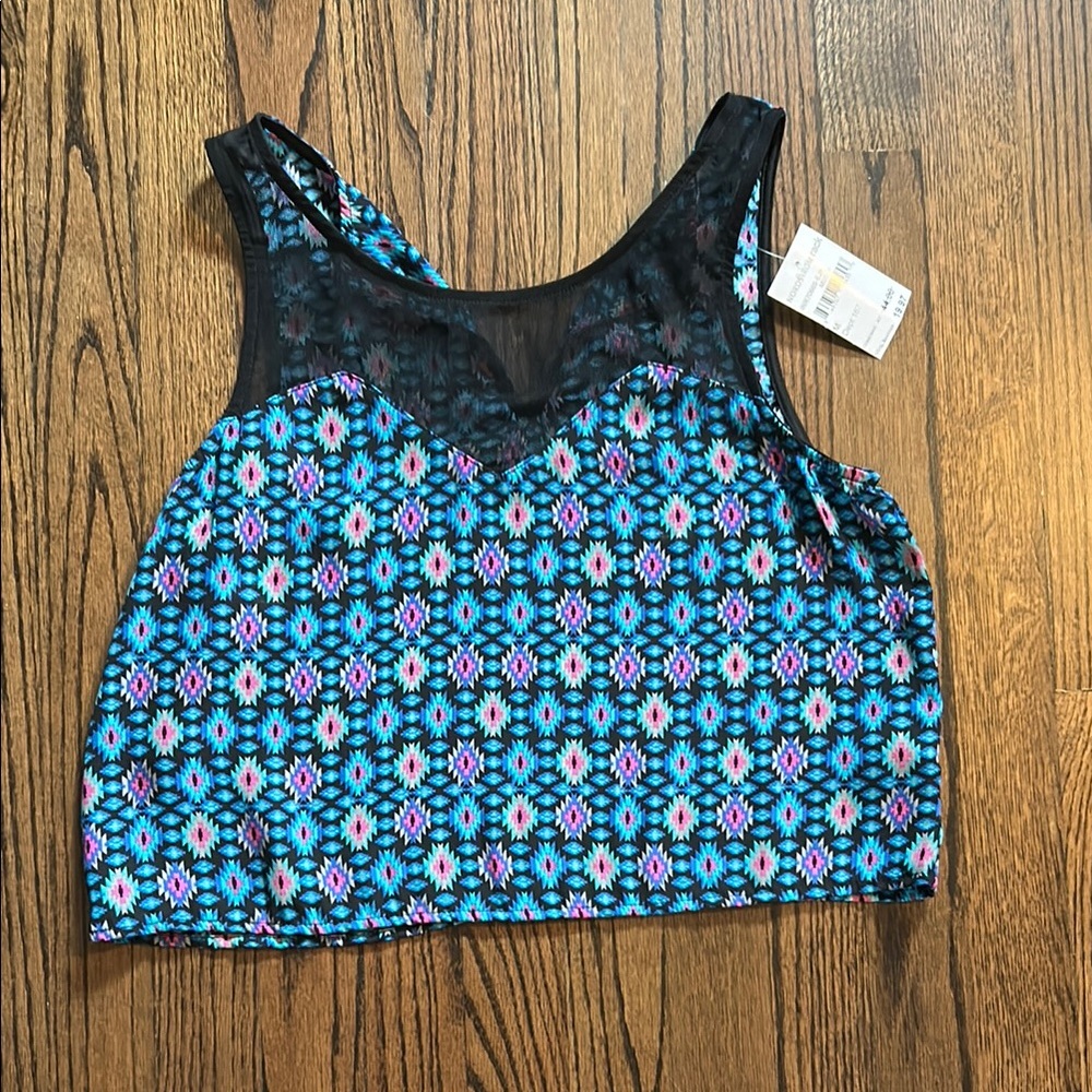 Socialite Blue and Black Crop Top with Stretchy Fabric
